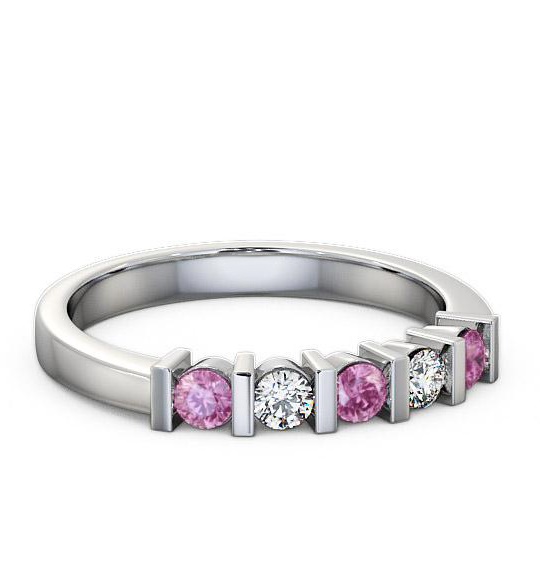 Five Stone Pink Sapphire and Diamond 0.41ct Ring Palladium FV6GEM_WG_PS_THUMB1