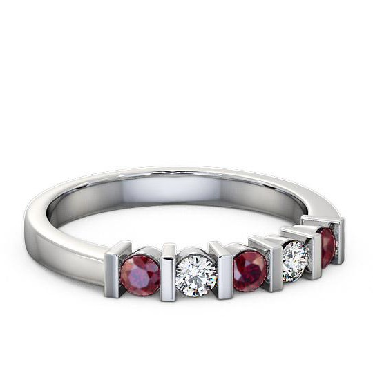 Five Stone Ruby and Diamond 0.41ct Ring 18K White Gold FV6GEM_WG_RU_THUMB1