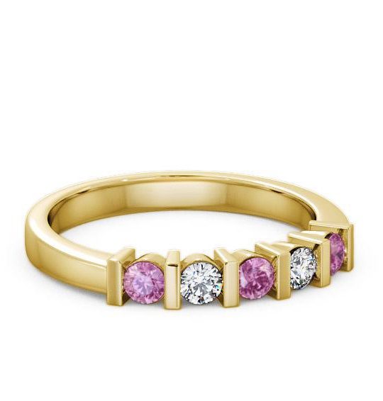 Five Stone Pink Sapphire and Diamond 0.41ct Ring 18K Yellow Gold FV6GEM_YG_PS_THUMB1