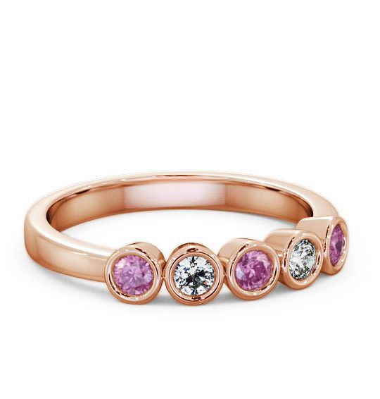 Five Stone Pink Sapphire and Diamond 0.41ct Ring 9K Rose Gold FV9GEM_RG_PS_THUMB1