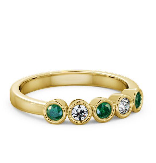 Five Stone Emerald and Diamond 0.35ct Ring 18K Yellow Gold FV9GEM_YG_EM_THUMB1