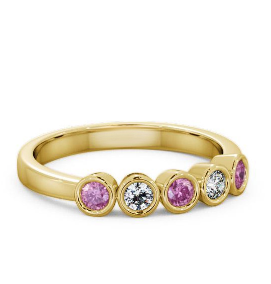 Five Stone Pink Sapphire and Diamond 0.41ct Ring 18K Yellow Gold FV9GEM_YG_PS_THUMB1