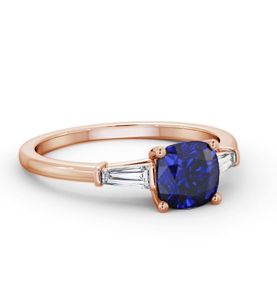 Shoulder Stone Blue Sapphire and Diamond 1.60ct Ring 9K Rose Gold GEM100_RG_BS_THUMB1