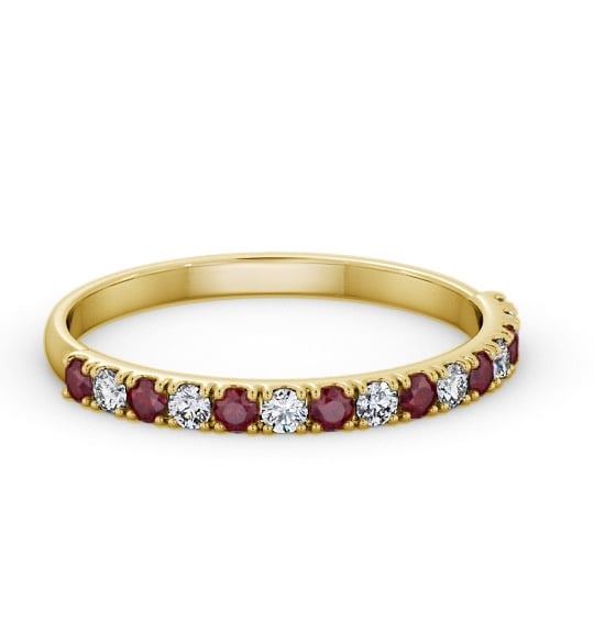 Half Eternity Ruby and Diamond 0.43ct Ring 9K Yellow Gold GEM101_YG_RU_THUMB1