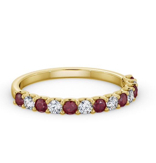 Half Eternity Ruby and Diamond 0.60ct Ring 9K Yellow Gold GEM102_YG_RU_THUMB1