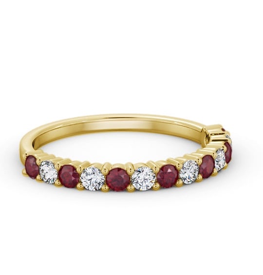 Half Eternity Ruby and Diamond 0.60ct Ring 18K Yellow Gold GEM104_YG_RU_THUMB1