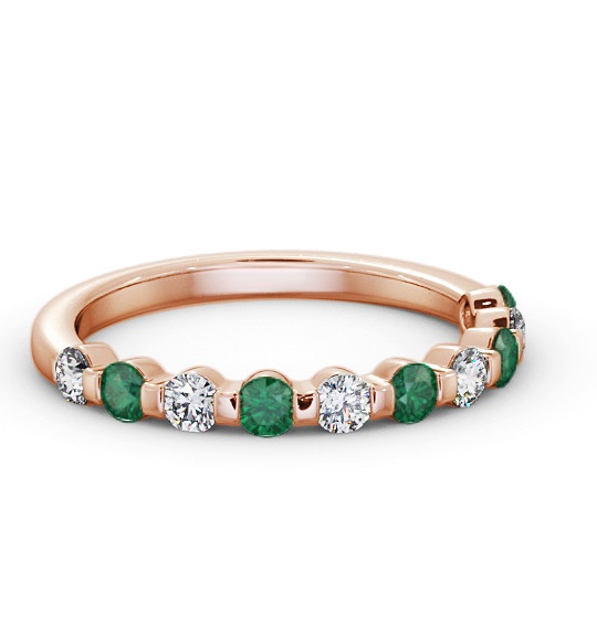 Half Eternity Emerald and Diamond 0.65ct Ring 9K Rose Gold GEM106_RG_EM_THUMB1