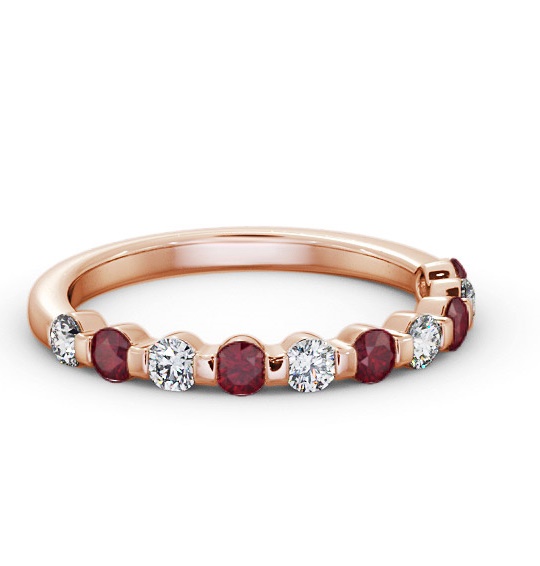 Half Eternity Ruby and Diamond 0.75ct Ring 9K Rose Gold GEM106_RG_RU_THUMB1