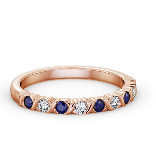 Half Eternity Blue Sapphire and Diamond 0.37ct Ring 9K Rose Gold GEM107_RG_BS_THUMB1