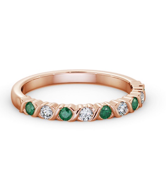 Half Eternity Emerald and Diamond 0.32ct Ring 9K Rose Gold GEM107_RG_EM_THUMB1