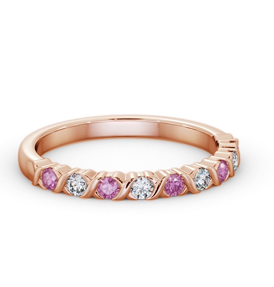 Half Eternity Pink Sapphire and Diamond 0.37ct Ring 9K Rose Gold GEM107_RG_PS_THUMB1