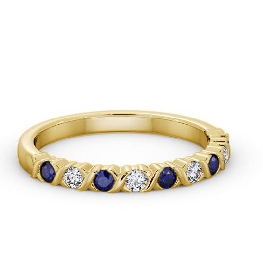 Half Eternity Blue Sapphire and Diamond 0.37ct Ring 18K Yellow Gold GEM107_YG_BS_THUMB1