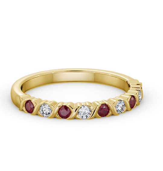 Half Eternity Ruby and Diamond 0.37ct Ring 18K Yellow Gold GEM107_YG_RU_THUMB1