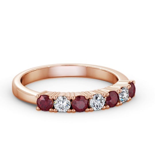 Seven Stone Ruby and Diamond 0.72ct Ring 9K Rose Gold GEM114_RG_RU_THUMB1