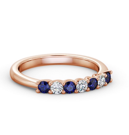 Seven Stone Blue Sapphire and Diamond 0.54ct Ring 9K Rose Gold GEM115_RG_BS_THUMB1