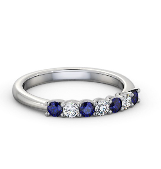 Seven Stone Blue Sapphire and Diamond 0.54ct Ring Platinum GEM115_WG_BS_THUMB1