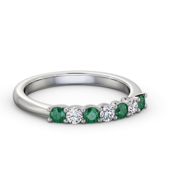 Seven Stone Emerald and Diamond 0.46ct Ring Platinum GEM115_WG_EM_THUMB1