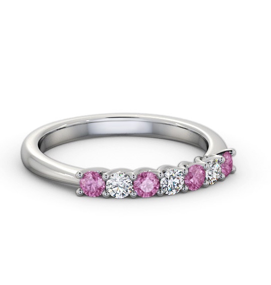 Seven Stone Pink Sapphire and Diamond 0.54ct Ring Platinum GEM115_WG_PS_THUMB1