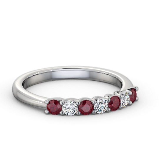 Seven Stone Ruby and Diamond 0.54ct Ring Platinum GEM115_WG_RU_THUMB1