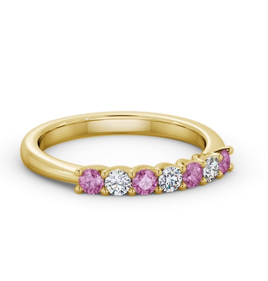 Seven Stone Pink Sapphire and Diamond 0.54ct Ring 18K Yellow Gold GEM115_YG_PS_THUMB1