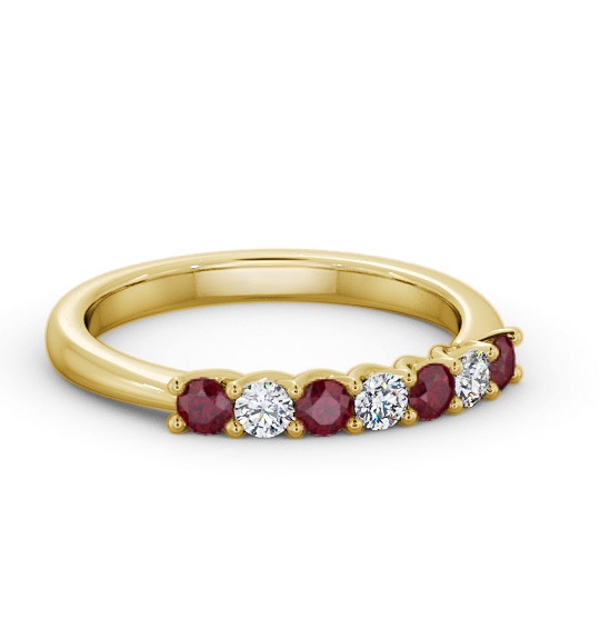 Seven Stone Ruby and Diamond 0.54ct Ring 18K Yellow Gold GEM115_YG_RU_THUMB1