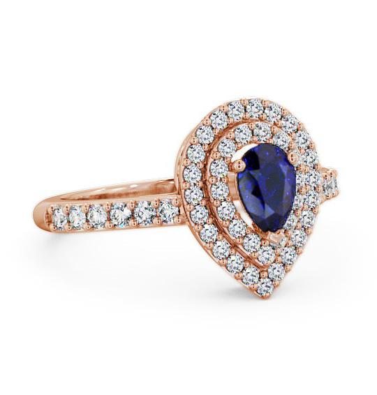 Halo Blue Sapphire and Diamond 0.97ct Ring 9K Rose Gold GEM11_RG_BS_THUMB1