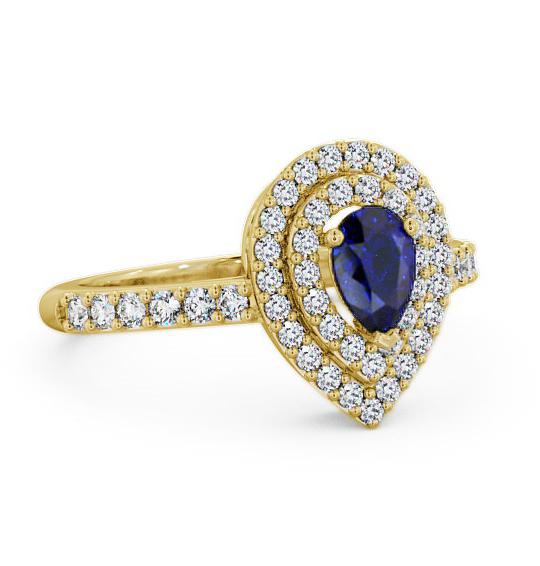 Halo Blue Sapphire and Diamond 0.97ct Ring 18K Yellow Gold GEM11_YG_BS_THUMB1