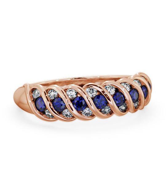 Half Eternity Blue Sapphire and Diamond 0.56ct Ring 9K Rose Gold GEM13_RG_BS_THUMB1