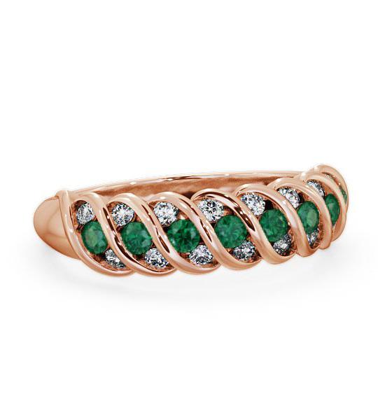 Half Eternity Emerald and Diamond 0.47ct Ring 9K Rose Gold GEM13_RG_EM_THUMB1