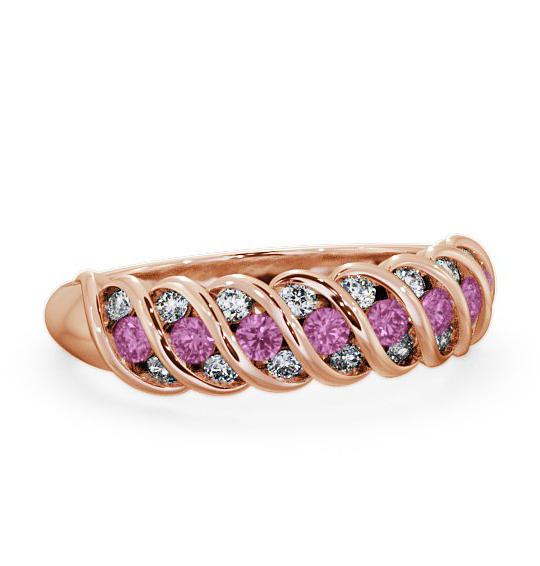 Half Eternity Pink Sapphire and Diamond 0.56ct Ring 9K Rose Gold GEM13_RG_PS_THUMB1