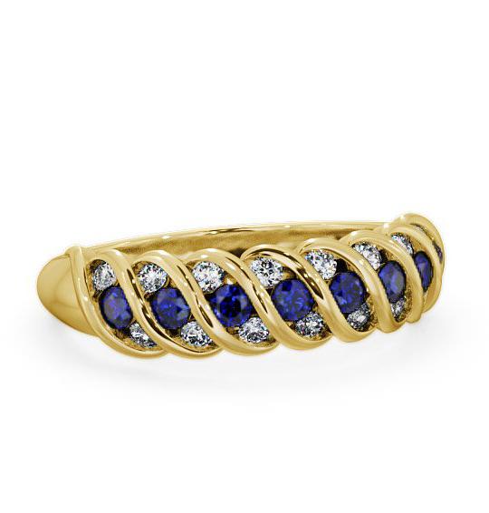 Half Eternity Blue Sapphire and Diamond 0.56ct Ring 18K Yellow Gold GEM13_YG_BS_THUMB1