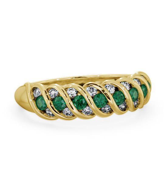 Half Eternity Emerald and Diamond 0.47ct Ring 18K Yellow Gold GEM13_YG_EM_THUMB1