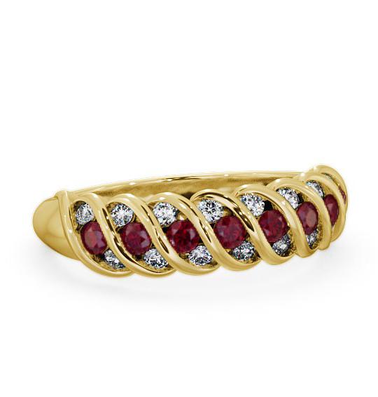 Half Eternity Ruby and Diamond 0.56ct Ring 9K Yellow Gold GEM13_YG_RU_THUMB1