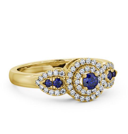 Cluster Blue Sapphire and Diamond 0.50ct Ring 18K Yellow Gold GEM15_YG_BS_THUMB1