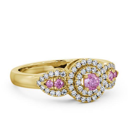Cluster Pink Sapphire and Diamond 0.50ct Ring 18K Yellow Gold GEM15_YG_PS_THUMB1