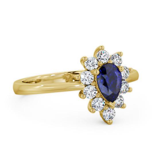 Cluster Blue Sapphire and Diamond 0.85ct Ring 18K Yellow Gold GEM20_YG_BS_THUMB1