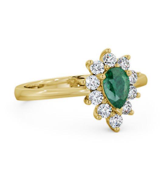 Cluster Emerald and Diamond 0.80ct Ring 18K Yellow Gold GEM20_YG_EM_THUMB1