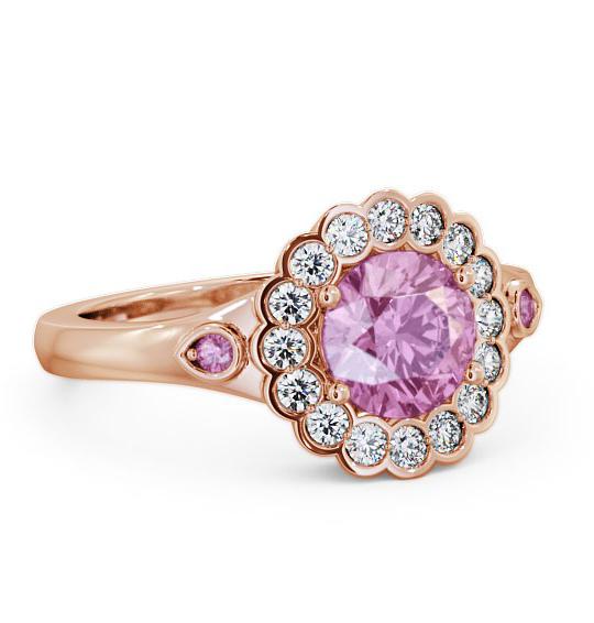 Halo Pink Sapphire and Diamond 1.69ct Ring 9K Rose Gold GEM22_RG_PS_THUMB1