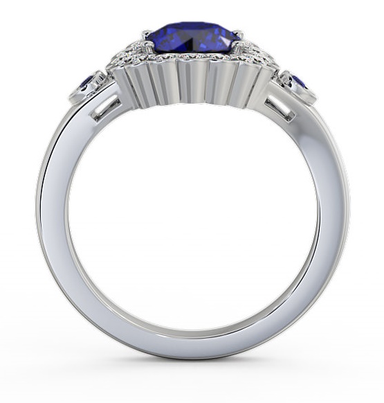 Halo Blue Sapphire and Diamond 1.69ct Ring 18K White Gold GEM22_WG_BS_THUMB1 