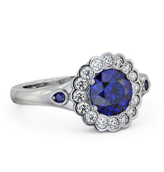 Halo Blue Sapphire and Diamond 1.69ct Ring 18K White Gold GEM22_WG_BS_THUMB2 