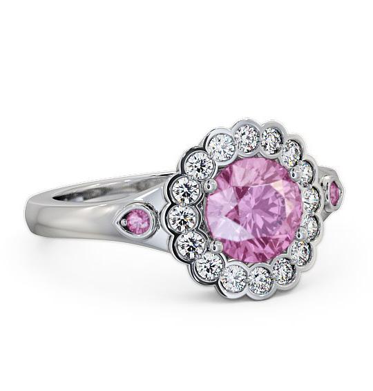 Halo Pink Sapphire and Diamond 1.69ct Ring 9K White Gold GEM22_WG_PS_THUMB1