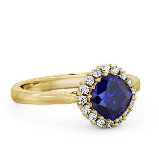 Halo Blue Sapphire and Diamond 1.46ct Ring 18K Yellow Gold GEM23_YG_BS_THUMB1