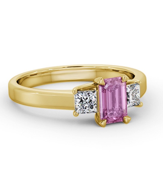 Three Stone Pink Sapphire and Diamond 1.15ct Ring 18K Yellow Gold GEM63_YG_PS_THUMB1