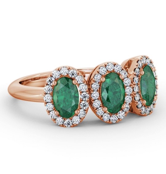 Halo Trilogy Emerald and Diamond 1.35ct Ring 9K Rose Gold GEM65_RG_EM_THUMB1