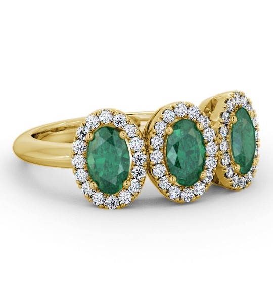 Halo Trilogy Emerald and Diamond 1.35ct Ring 18K Yellow Gold GEM65_YG_EM_THUMB1