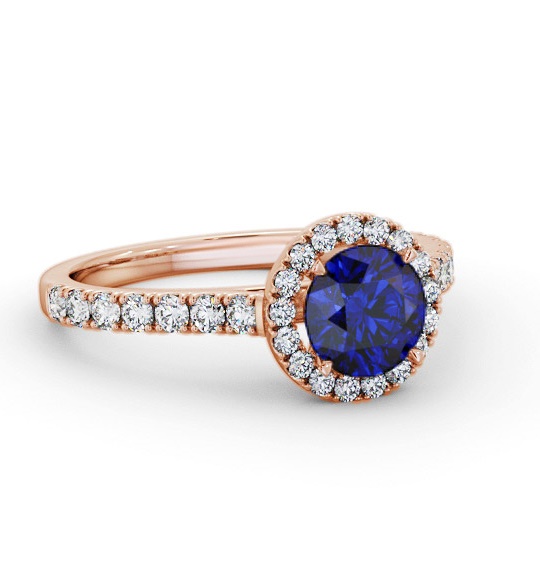 Halo Blue Sapphire and Diamond 1.50ct Ring 9K Rose Gold GEM67_RG_BS_THUMB1