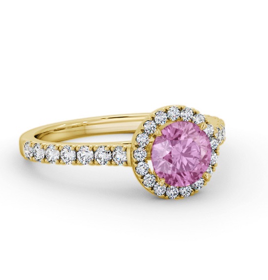 Halo Pink Sapphire and Diamond 1.50ct Ring 9K Yellow Gold GEM67_YG_PS_THUMB1