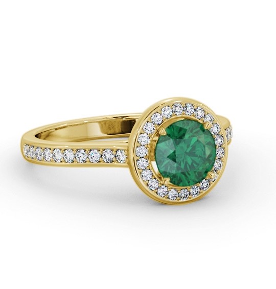 Halo Emerald and Diamond 1.10ct Ring 9K Yellow Gold GEM68_YG_EM_THUMB1