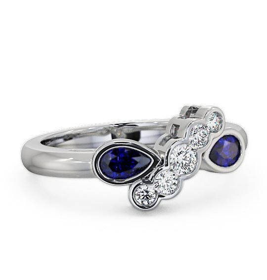 Blue Sapphire and Diamond 1.00ct Ring 18K White Gold GEM6_WG_BS_THUMB1