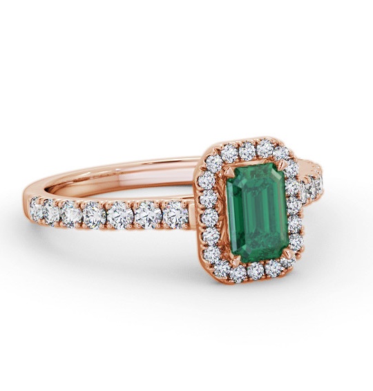 Halo Emerald and Diamond 1.05ct Ring 9K Rose Gold GEM71_RG_EM_THUMB1